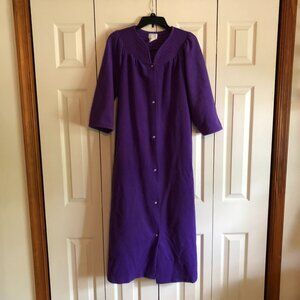 Vintage Kelly Reed Purple Polyester Soft Flannel 3/4 Sleeve Robe Sz SM
